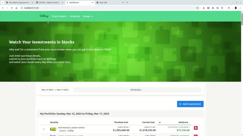 Shillings: A Stock Portfolio Monitor