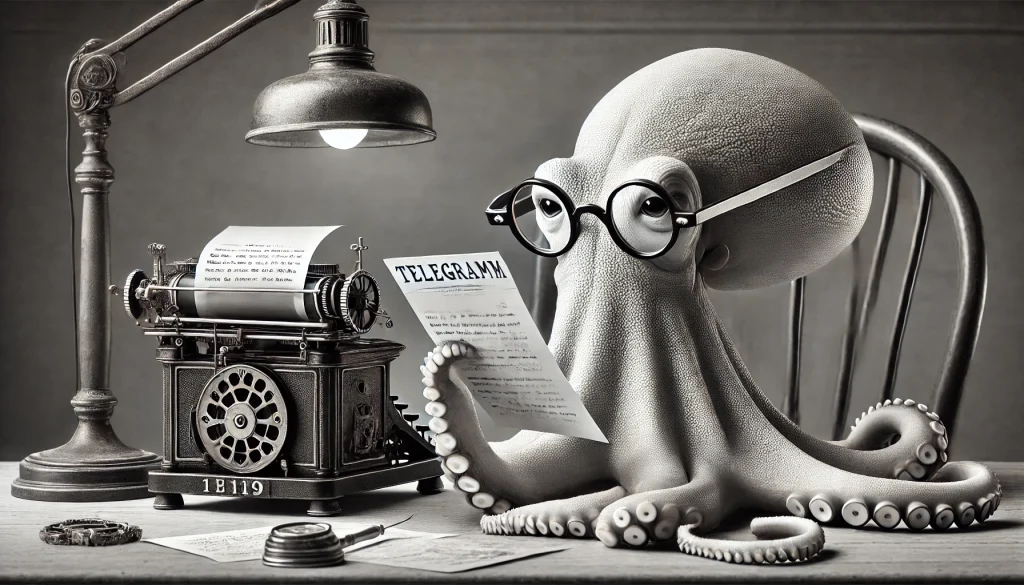 Tiddle reads the telegram