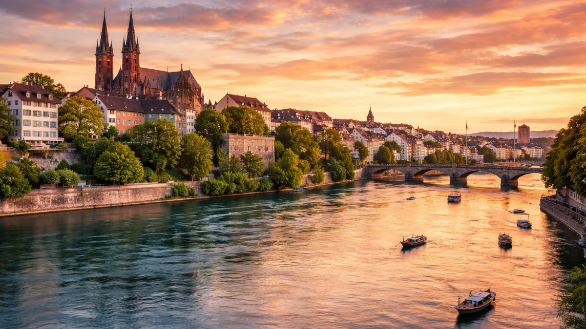 A surreal image of Basel. A city in Switzerland.